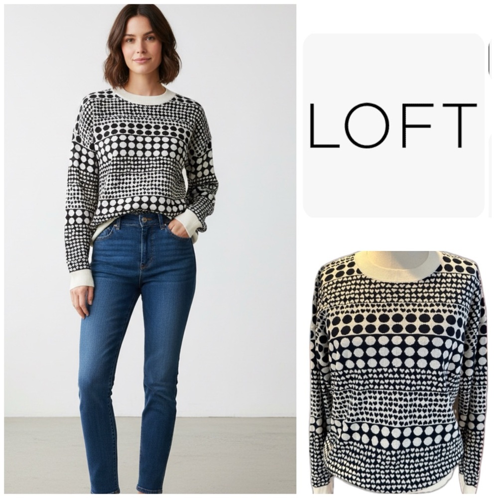 LOFT Black and White Patterned Sweater